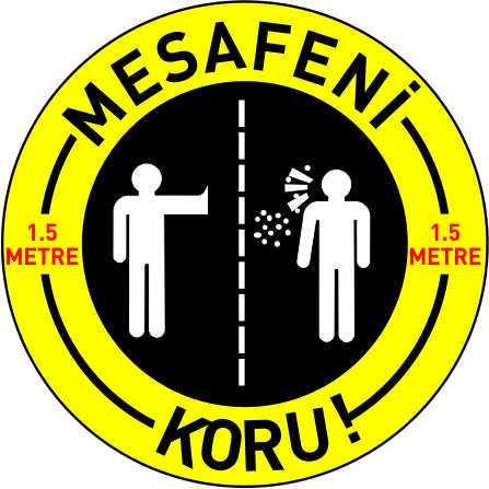 Sosyal Mesafe Etiketi Laminasyonlu